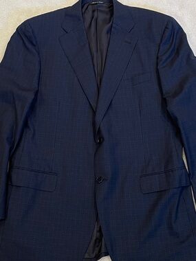 CANALI Blue Micro Check Wool Blazer Sport Coat Jacket 46L US / 56L EU Drop 7